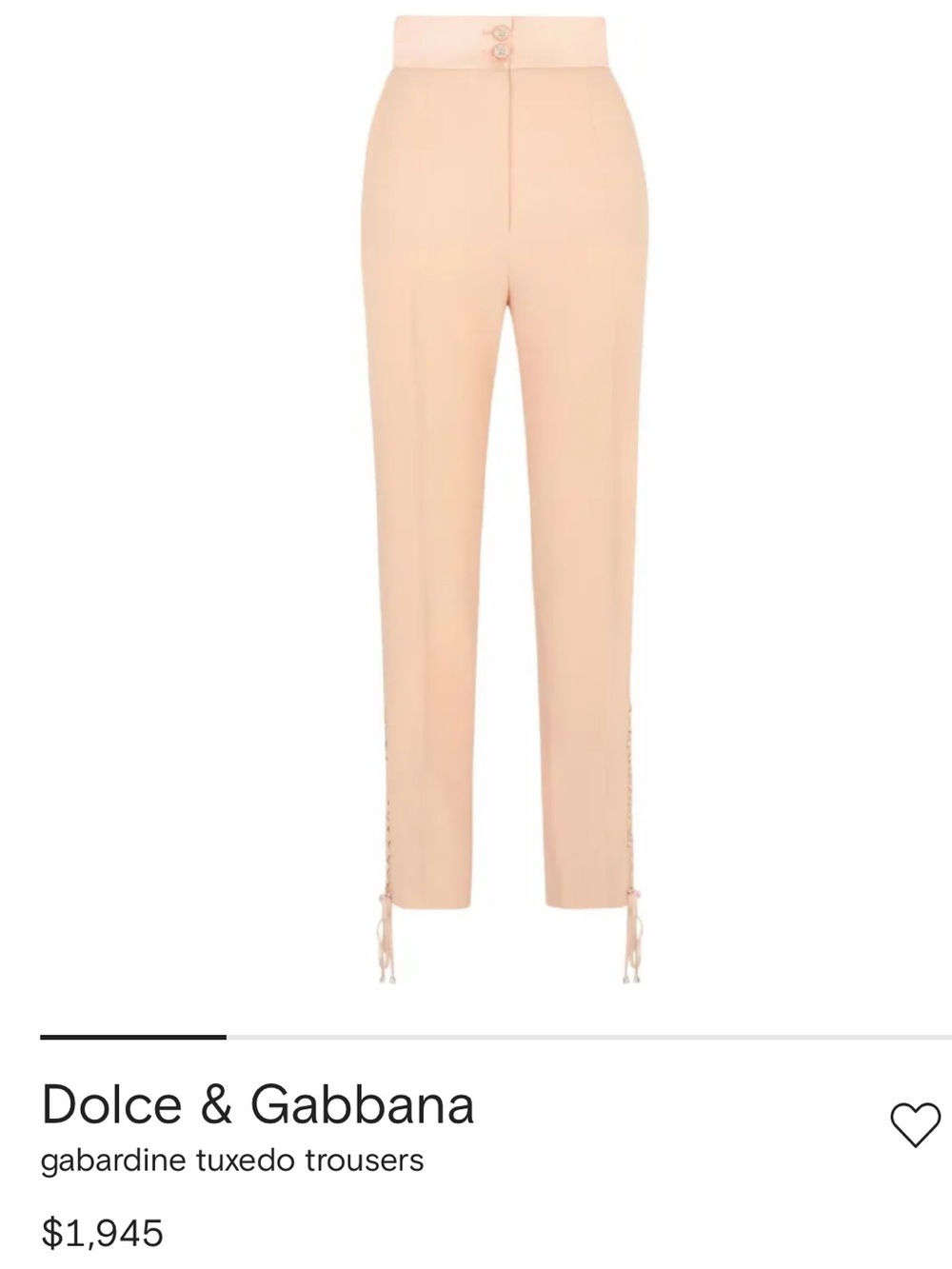 Dolce & Gabbana Peach Cropped Gabardine Trousers